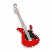 Vedhæng - Guitar. Emaljeret og forsølvet. Rød. 74 mm